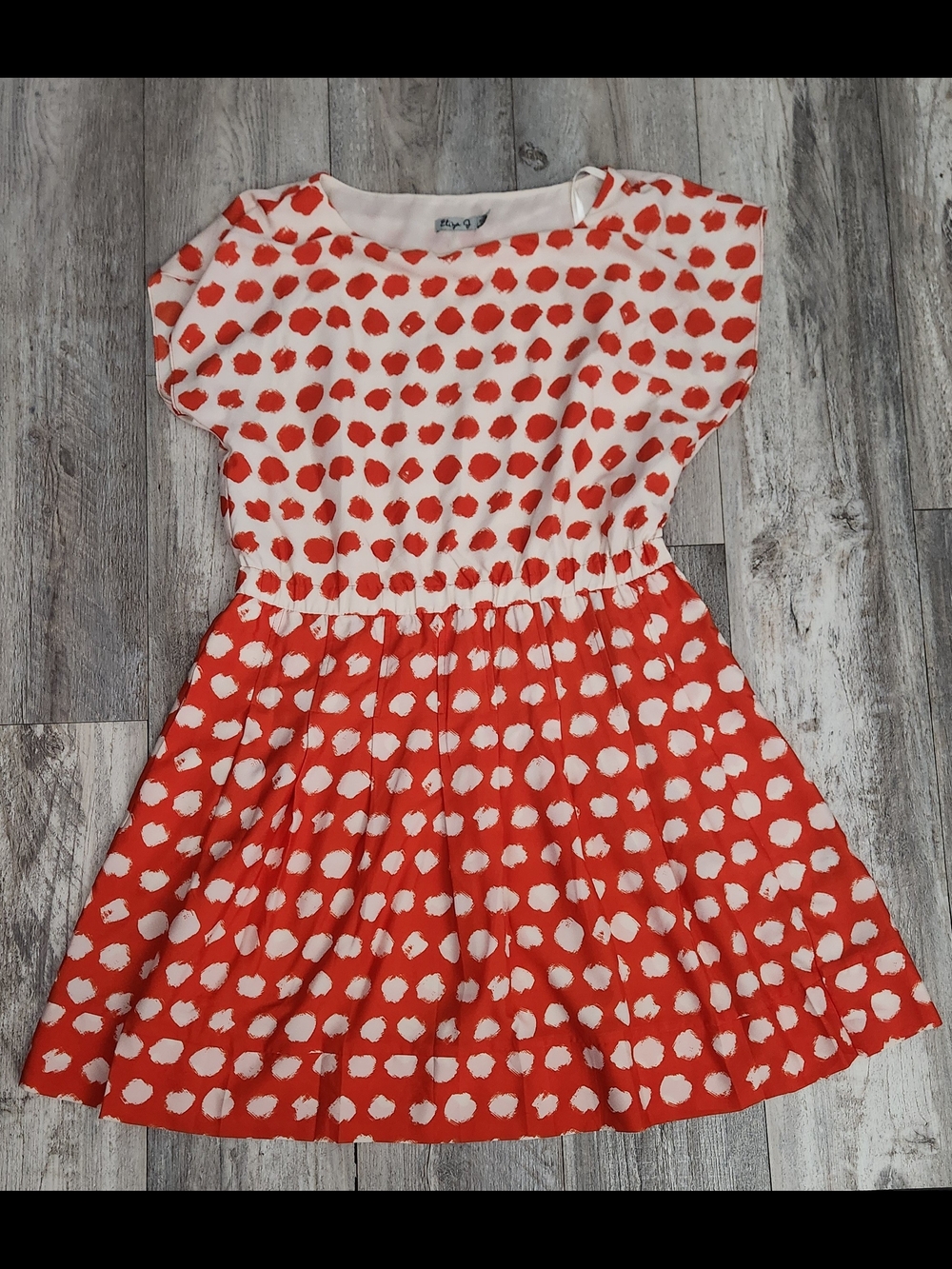Eliza J Orange and White Polka Dot Elastic Waist Mini Dress